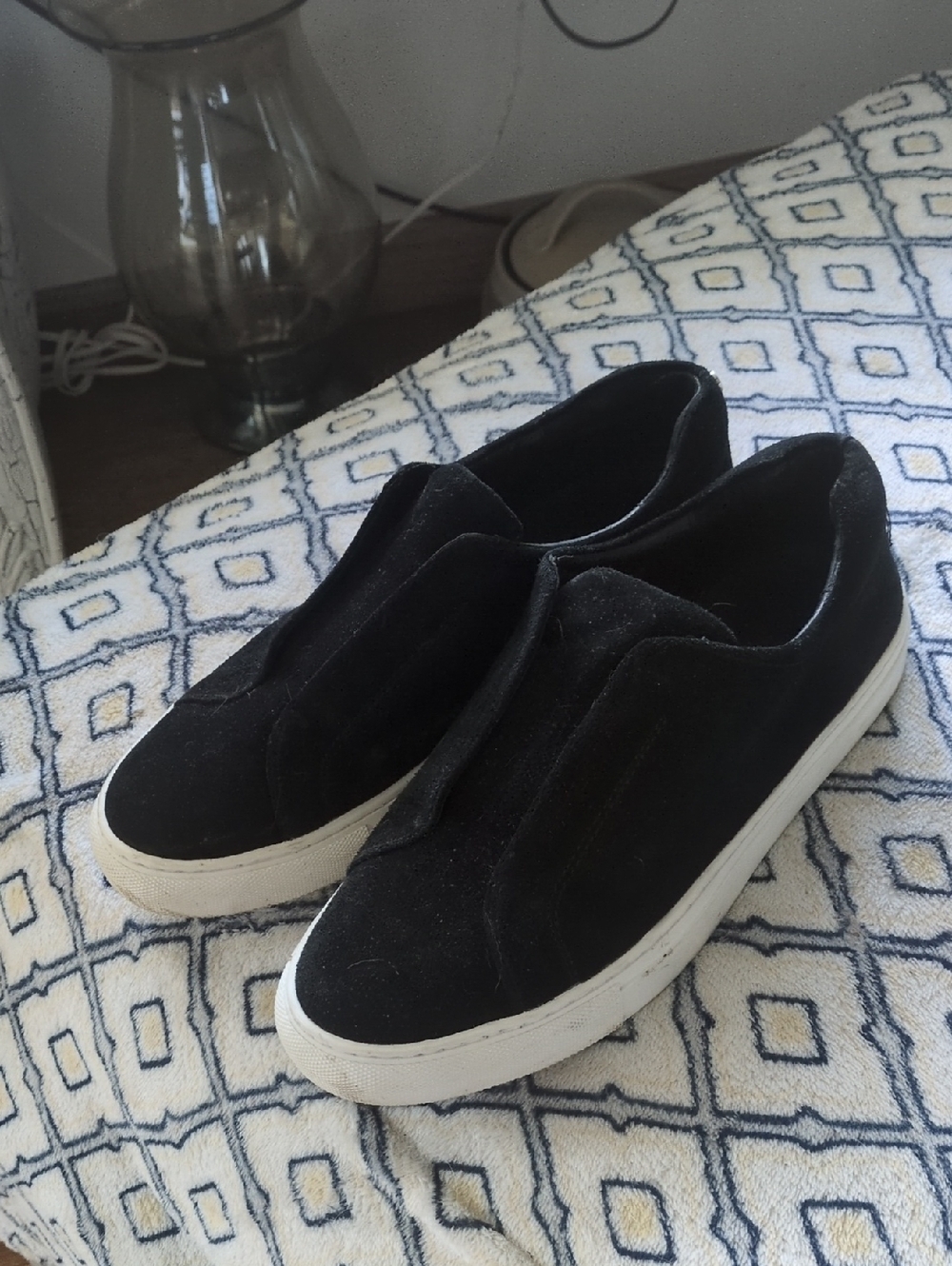 J Slides Black Slip-On Loafers with White Sole